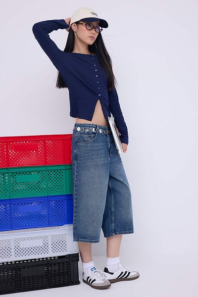 Trendyol Collection Wardrobe Essentials – Ελαστική πλεκτή μπλούζα με μπλέ μπλέ κουμπιά |   TWOAW26BZ00007
