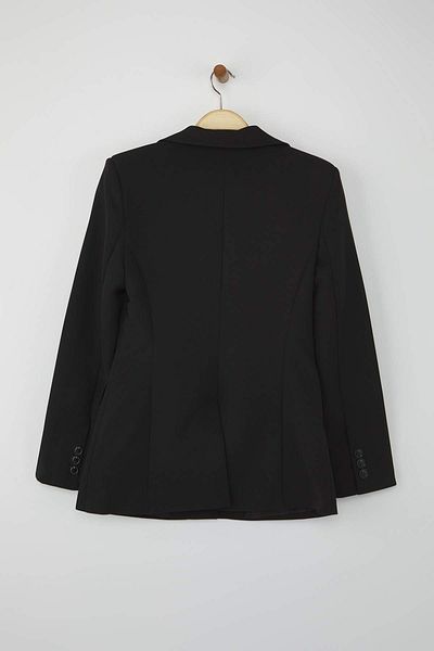 Trendyol Collection Black Fitted/Waist Fitted Woven Blazer Jacket Twoaw26Bc00000