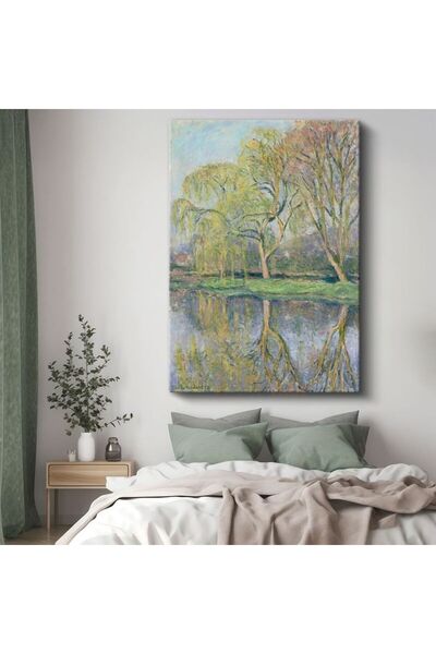Tablofest Claude Monet - Bahar Ağaçları ve Göl Kanvas Tablo