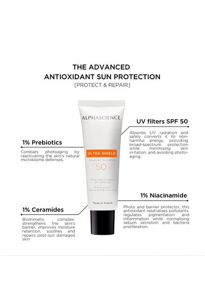 Alphascience Ultra Shield Spf 50, Uva 20, Pa Waterproof Broad Spectrum Sunscreen