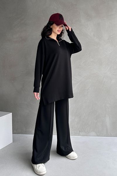 Feela Moda Women's Modal Combed Cotton Oversize Metal Zipper Hijab Tunic Suit 2021