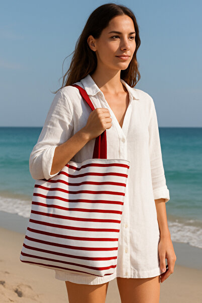 HelloPunch&Bags HELLOBAGSSTYLE ÇİZGİLİ DESENLİ RENKLİ plaj çantası -OMUZ ÇANT...