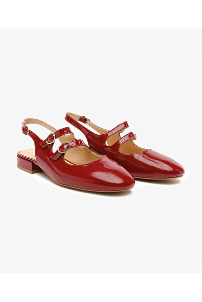Greyder Women's Burgundy Patent Leather Genuine Leather Ballerinas 5Y2Ta59267