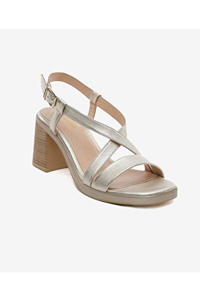 Greyder Kadın Altın Hakiki Deri Topuklu Sandalet 5Y2WS59247