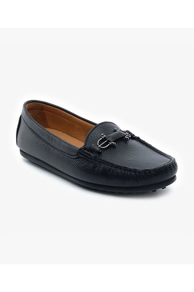 Greyder Women's Black Genuine Leather Loafer Shoes 5Y2WA57725
