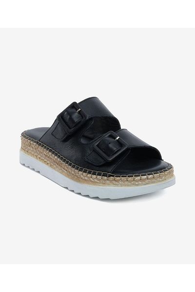 Greyder Women's Black Genuine Leather Slippers 5Y2Tt50757