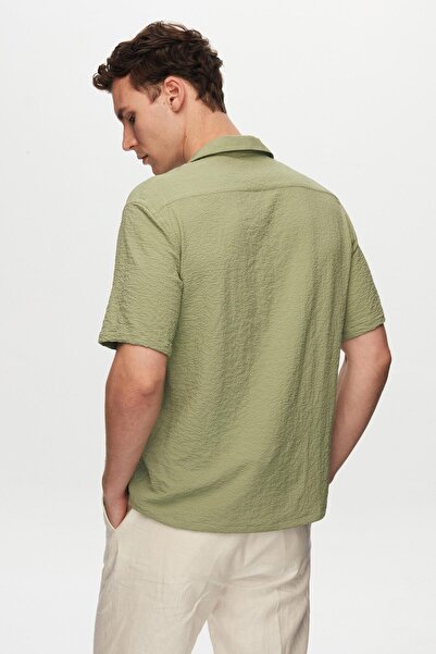 D'S Damat Ds Groom Relaxed Green Seersucker Short Sleeve Wrinkle-Free Shirt