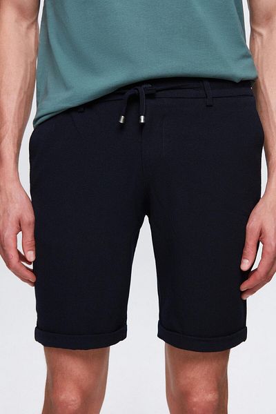 D'S Damat Ds Damat Pantaloni scurți de jogger din viscoză, albastru bleumarin, cu talie elastică, cu detaliu de dantelă