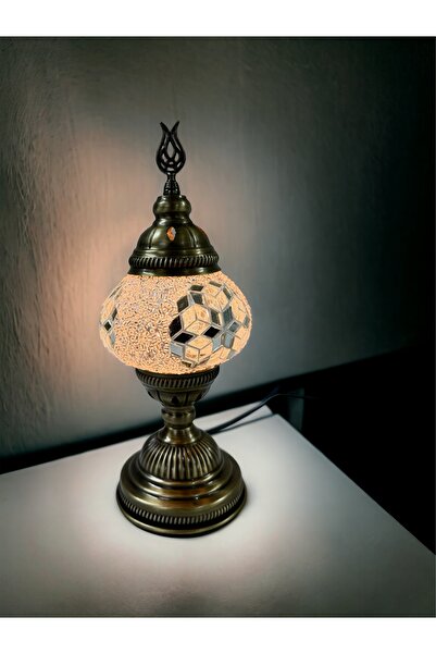 YILDIZ Masaüstü Otantik Osmanlı Mozaik Lamba - Beyaz