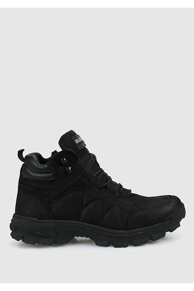 Bulldozer Black Leather Men's Outdoor Boots