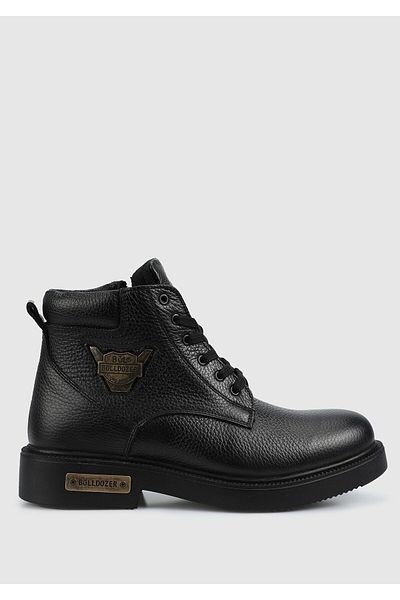 Bulldozer Black Leather Men's Boots