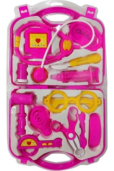 TORUTOYS Pink Colored 14 Piece Doctor Set with Bag in Vacuum Box