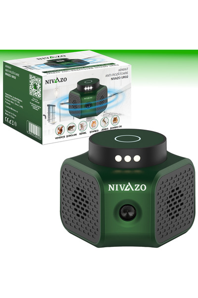 nivazo Aparat cu ultrasunete anti-soareci UR02, 4 moduri functionare, acoperire 360, 3 difuzoare