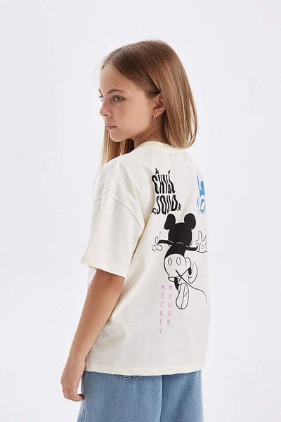DeFacto Girls' Disney Mickey & Minnie Oversize Wide Fit Crew Neck Short Sleeve T-Shirt C7354A824Au