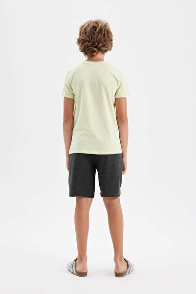DeFacto Erkek Çocuk Pijama Takım Baskılı Kısa Kollu Beli Lastikli Şort Alt D1212A824SM