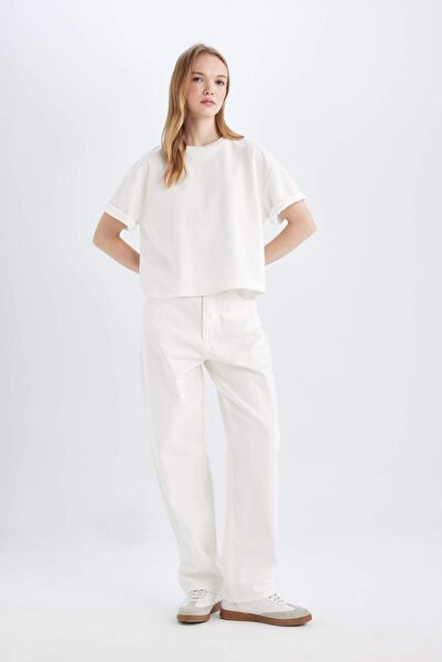 DeFacto Baggy Fit Hohe Taille Lange Jeanshose D3895AX24HS