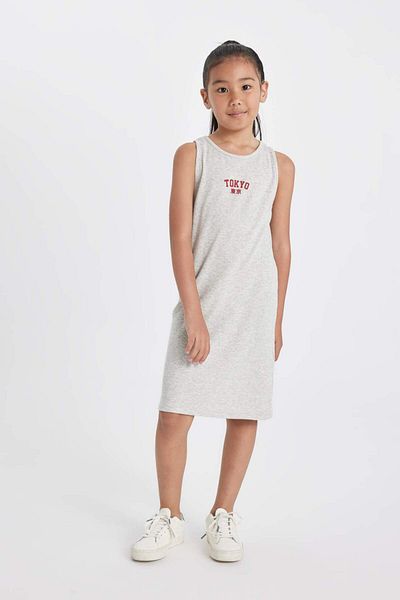 DeFacto Girls Printed Ribbed Camisole Sleeveless Dress D4106A824Hs