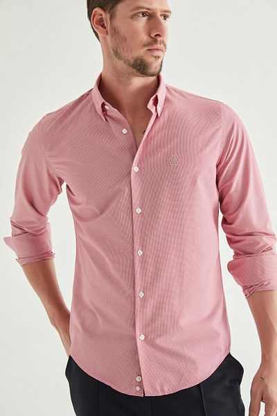 D'S Damat Ds Damat Slim Fit fuchsiová košile Gingham