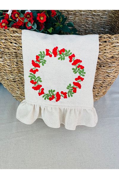 HOME OF BLOSSOM Embroidered Linen Kitchen Cover / Cloth / Oven Cover