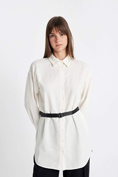 DeFacto تونيك كتان مريح بأكمام طويلة، مزيج D1346AX24HS