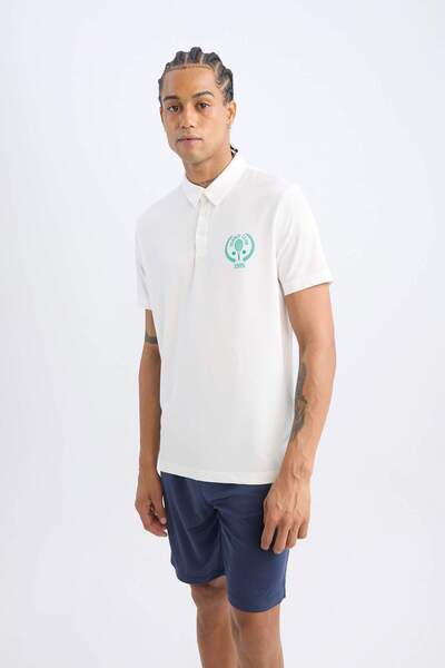 DeFacto Defactofit Standard Fit Polo Neck Printed Sportsman Heavy Fabric Short Sleeve T-Shirt C0416Ax24Sm