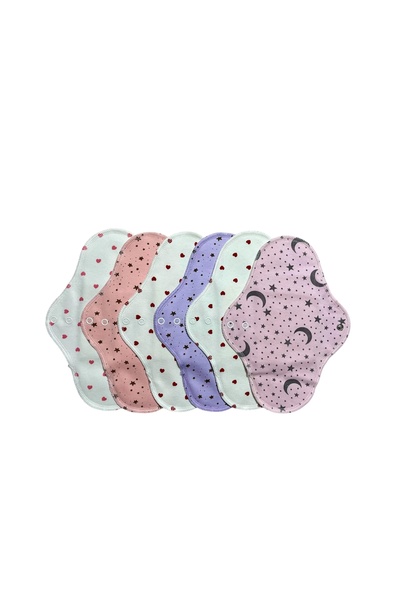 Ponped مجموعة وسادات نسائية طبيعية قابلة للغسل مكونة من 6 قطع (NORMAL-DARK PINK)