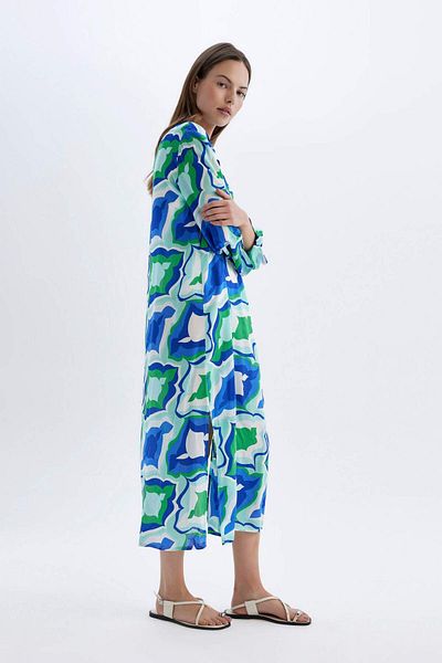 DeFacto Regular Fit Patterned Beach Dress-Fall in Love D0452Ax24Sm