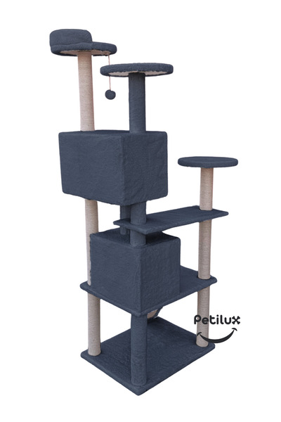 Petilux Multi-Storey Cat House and Scratching Tower Cat Play and Rest Area with Jute Drawstring Scratching Area