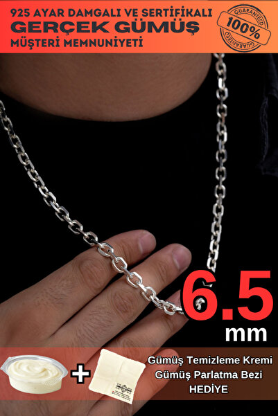 OSMANLI GÜMÜŞ Erkek Gümüş Kolye - 6.5mm Forse Model 925 Ayar Erkek Gümüş Koly...