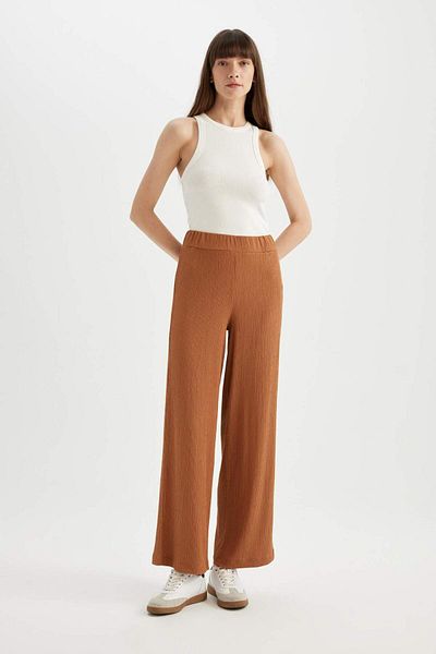 DeFacto Wide Leg Wide Leg Wide Leg Elastic Waist Wrinkle Pants C0200Ax24Sp