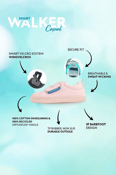HOPFRÖG Smart Walker Casual Super Matte Pink Barefoot Παιδικά Παπούτσια