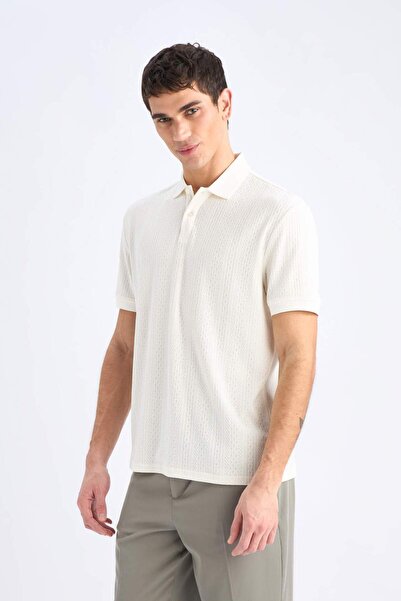 DeFacto Regular Fit Polo Yaka Kısa Kollu Dokulu Triko Tişört C4140AX24SM
