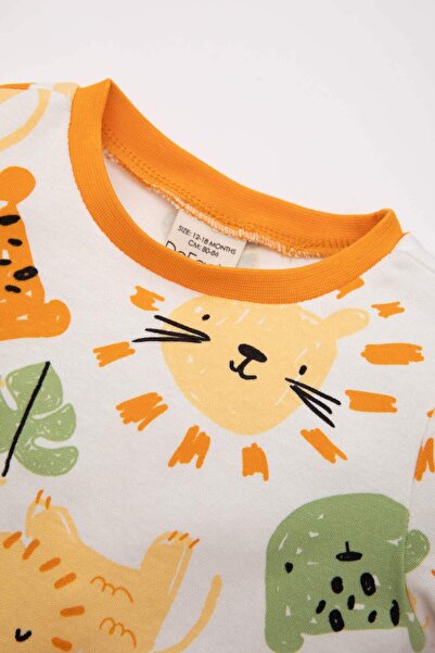 DeFacto Baby Boy Safari Print Short Sleeve Combed Cotton Pajamas Set C1991A524Sp