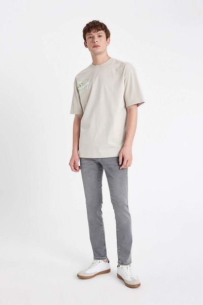 DeFacto Oversize Wide Fit Crew Neck Back Printed Short Sleeve T-Shirt C5678Ax24Hs