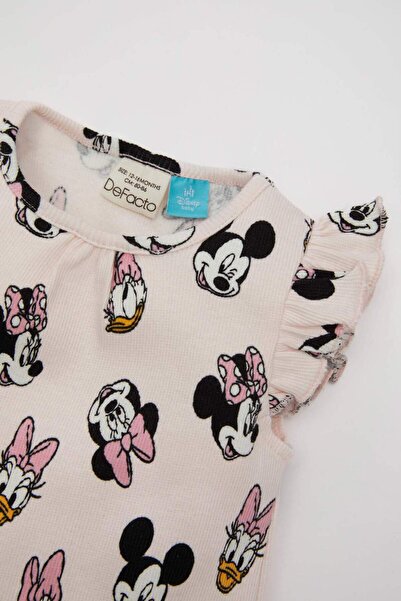 DeFacto Kız Bebek Yeni Doğan Disney Mickey & Minnie Fitilli Kaşkorse Kolsuz Tulum D0799a524hs
