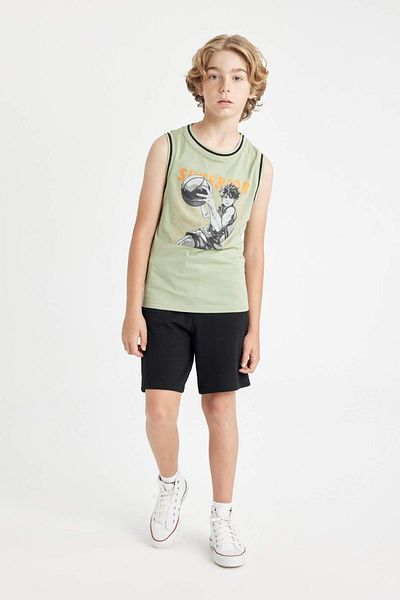 DeFacto Boys' 2-Piece Set Printed Singlet Top Elastic Waist Short Shorts Bottom C9861A824Hs