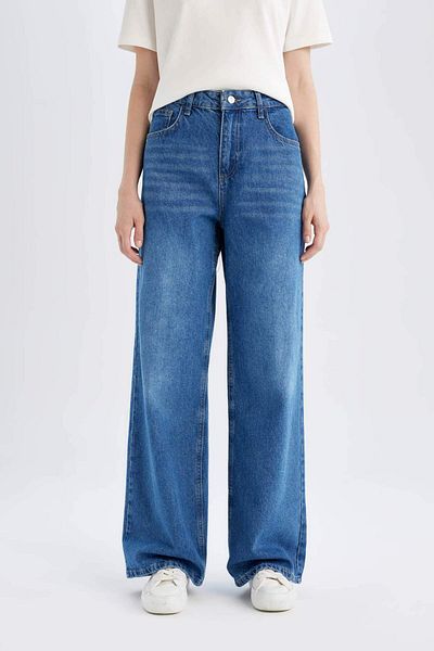 DeFacto Pantaloni de jeans cu talie obișnuită cu picior lat - Potrivire cu picioare late D2581AX24HS