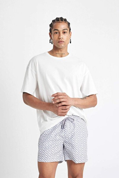 DeFacto Desenli File Astarlı Kısa Boy Deniz Şortu D4518AX24HS