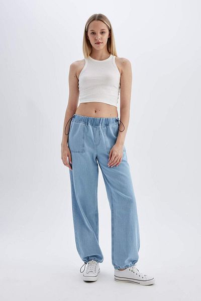 DeFacto Blugi moale lungi cu talie înaltă - Parachute Cargo C1417ax24sm