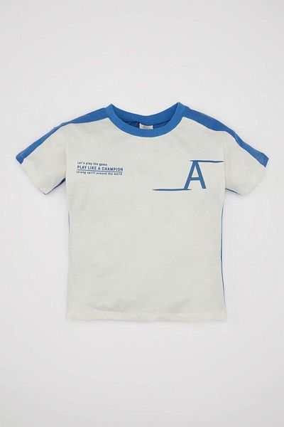DeFacto Baby Boy Crew Neck Printed Short Sleeve T-Shirt D1475A524Sm
