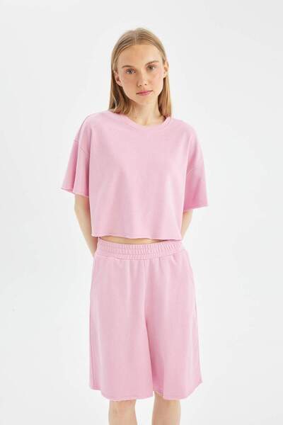 DeFacto Χοντρό ύφασμα Cool Loose Fit κοντομάνικο μπλουζάκι D1179ax24sm