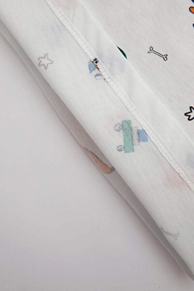 DeFacto Baby Boy 2-Piece Set Dog Printed Short Sleeve T-Shirt Waffle Salopet C9628A524Sm