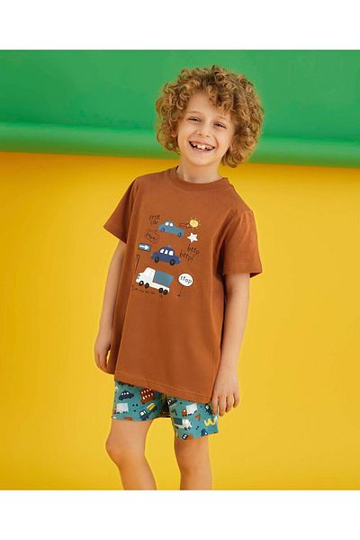 Aydoğan Boy's 100% Cotton Pajama Suit with Shorts 250191