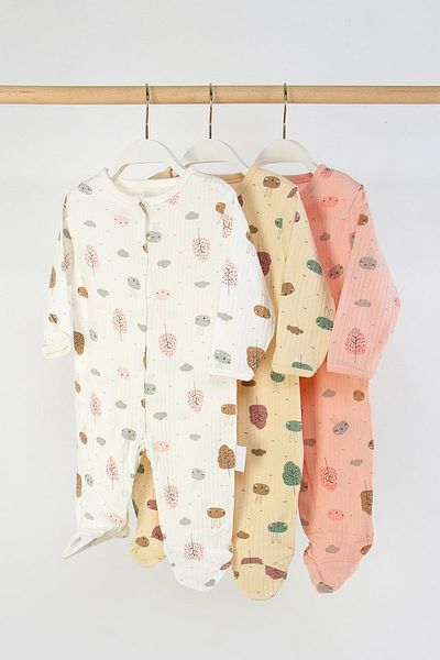 Mini Cotton 100% Cotton 3-Piece Printed Baby Romper with Booties and Snap Fasteners