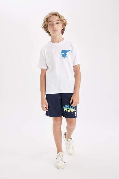 DeFacto Boy's Back Printed Crew Neck Short Sleeve T-Shirt - D0400A824HS