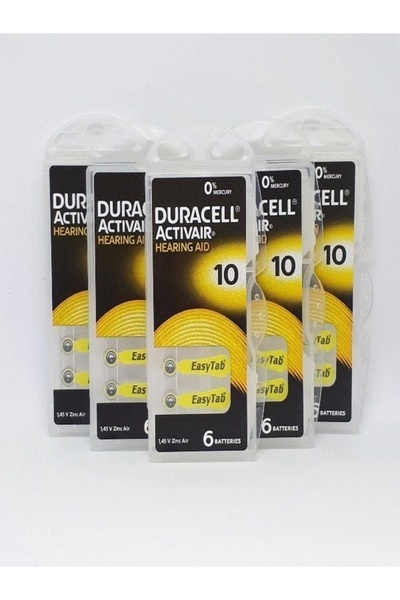 Duracell 10 Numara Kulaklık Pili 6'lı-5 Paket 5*6