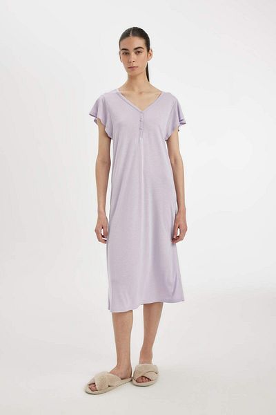 DeFacto Νυχτικό με κοντό μανίκι V-λαιμόκοψη Viscose-Fall in Love D0647AX24HS