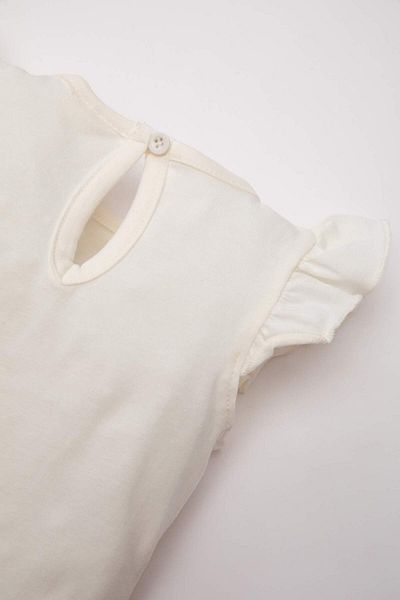 DeFacto Set de 3 bucăți pentru fetiță, cu model de fructe, din bumbac pieptănat, cu mânecă scurtă, cu snap, pantaloni scurți, bentiță de păr C9525A524HS