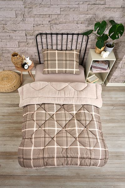 Sudemhome Single Double Sided Luxury Welsoft Elite Quilt Soft Fleece Quilt and Pillow Case Sapphire Beige