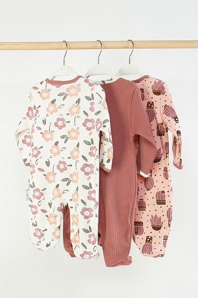 Mini Cotton 100% Cotton 3-Piece Printed Baby Romper with Booties and Snap Fasteners